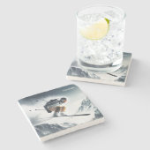 Individuelle Name Mountain Skier Steinuntersetzer (Seitenansicht)