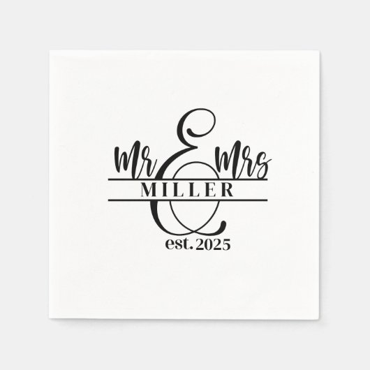 Individuelle Name & Mrs Paper Napkin Serviette (Vorderseite)