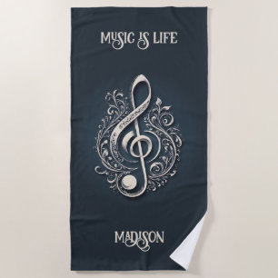 Individuelle Name Musical Clef Hinweis Strandtuch