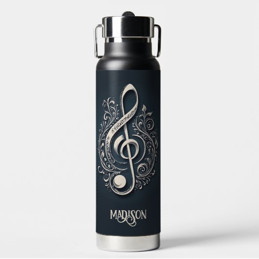 Individuelle Name Musical Clef Hinweis Trinkflasche (Vorderseite)