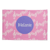 Individuelle Name Musical Notes Girly Pink Pillowc Kissenbezug (Rückseite)