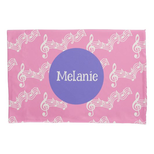 Individuelle Name Musical Notes Girly Pink Pillowc Kissenbezug (Vorderseite)