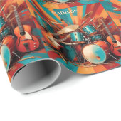 Individuelle Name Musikinstrumente Geschenkpapier (Rolleneckpunkt)