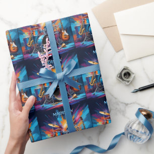 Individuelle Name Musikinstrumente Geschenkpapier