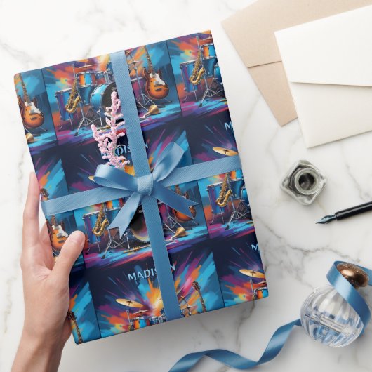 Individuelle Name Musikinstrumente Geschenkpapier (Schenken)