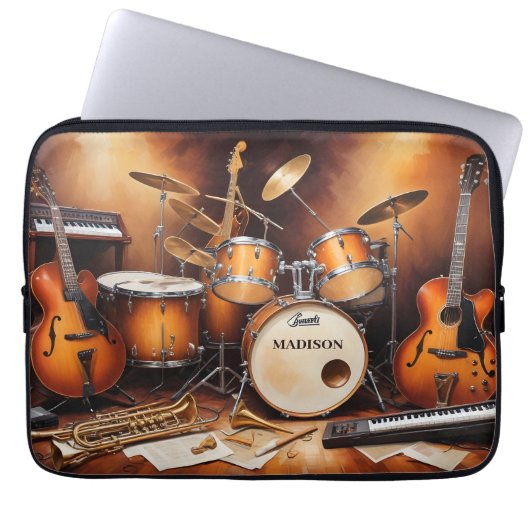 Individuelle Name Musikinstrumente Laptopschutzhülle (Vorderseite)