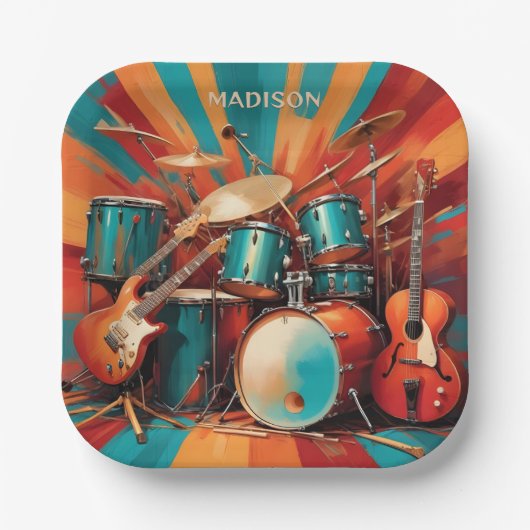 Individuelle Name Musikinstrumente Pappteller (Vorderseite)