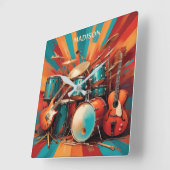 Individuelle Name Musikinstrumente Quadratische Wanduhr (Winkel)