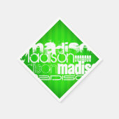 Individuelle Name Muster auf Neon Green Stripes Serviette (Ecke)