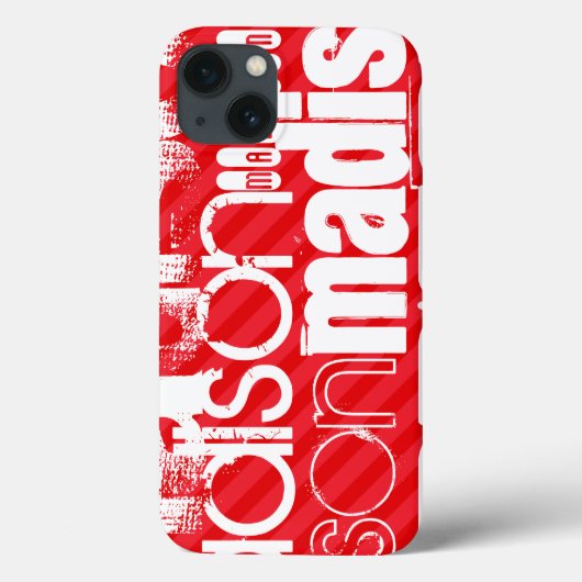 Individuelle Name Muster auf roten Diagonalstreife Case-Mate iPhone Hülle (Rückseite)