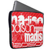 Individuelle Name Muster auf roten Diagonalstreife Laptopschutzhülle (Vorne Rechts)