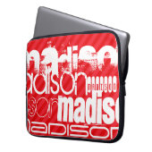 Individuelle Name Muster auf roten Diagonalstreife Laptopschutzhülle (Vorderseite Links)