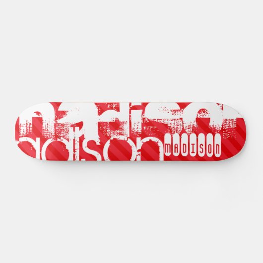 Individuelle Name Muster auf roten Diagonalstreife Skateboard (Horizontal)