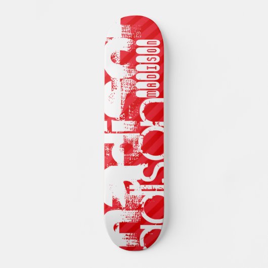 Individuelle Name Muster auf roten Diagonalstreife Skateboard (Vorderseite)
