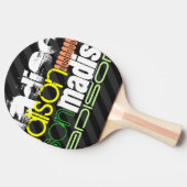 Individuelle Name Muster auf schwarzen und grauen Tischtennis Schläger (Seitenansicht)
