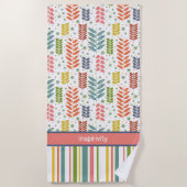 Individuelle Name-Muster aus Leaf-Streifen Strandtuch (Vorderseite)