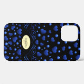 Individuelle Name, Muster des blauen Herzens Glitz Case-Mate iPhone Hülle (Rückseite (Horizontal))