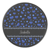 Individuelle Name, Muster des blauen Herzens Glitz Eishockey Puck (Vorderseite)