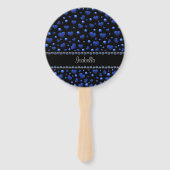 Individuelle Name, Muster des blauen Herzens Glitz Fächer (Rückseite)