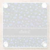 Individuelle Name, Muster des blauen Herzens Glitz Glasuntersetzer (Rückseite)