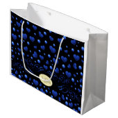 Individuelle Name, Muster des blauen Herzens Glitz Große Geschenktüte (Vorderseite Schrägansicht)