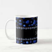 Individuelle Name, Muster des blauen Herzens Glitz Kaffeetasse (Links)