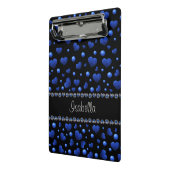 Individuelle Name, Muster des blauen Herzens Glitz Mini Klemmbrett (Gewinkelt2)
