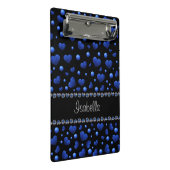 Individuelle Name, Muster des blauen Herzens Glitz Mini Klemmbrett (Schrägansicht)