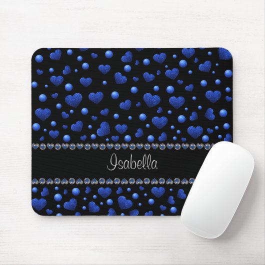 Individuelle Name, Muster des blauen Herzens Glitz Mousepad (Mit Mouse)