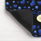 Individuelle Name, Muster des blauen Herzens Glitz Mousepad (Ecke)