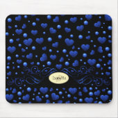 Individuelle Name, Muster des blauen Herzens Glitz Mousepad (Vorne)
