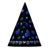 Individuelle Name, Muster des blauen Herzens Glitz Partyhütchen (Links)