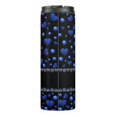 Individuelle Name, Muster des blauen Herzens Glitz Thermosbecher (Rückseite)