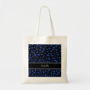 Individuelle Name, Muster des blauen Herzens Glitz Tragetasche