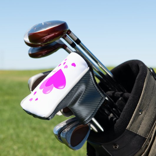 Individuelle Name-Muster Feminine rosafarbene Herz Golf Headcover (In Situ)