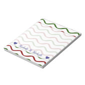 Individuelle Name + Muster für rote und grüne Wavy Notizblock (Rotiert)