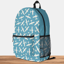 Individuelle Name Muster Retro Blau Bedruckter Rucksack