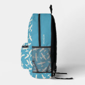 Individuelle Name Muster Retro Blau Bedruckter Rucksack (Rechts)
