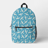 Individuelle Name Muster Retro Blau Bedruckter Rucksack (Vorderseite)