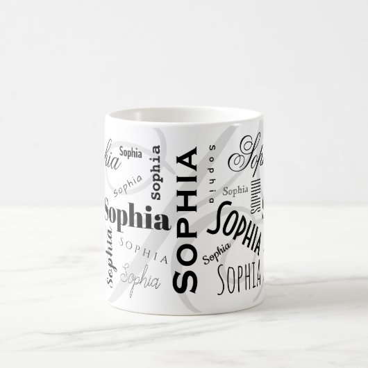 individuelle Name-Muster Schwarz-weißer Kaffee Kaffeetasse (Mittel)