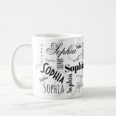 individuelle Name-Muster Schwarz-weißer Kaffee Kaffeetasse (Links)