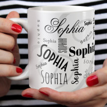 individuelle Name-Muster Schwarz-weißer Kaffee