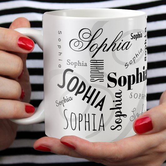 individuelle Name-Muster Schwarz-weißer Kaffee Kaffeetasse