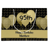 Individuelle Name Muster - Schwarze/goldene Balkon Große Geschenktüte (Vorderseite)