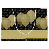 Individuelle Name Muster - Schwarze/goldene Balkon Große Geschenktüte (Rückseite)
