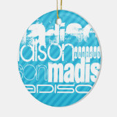 Individuelle Name Muster; Sky Blue Stripes Keramikornament (Links)