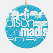 Individuelle Name Muster; Sky Blue Stripes Keramikornament (Hinten)