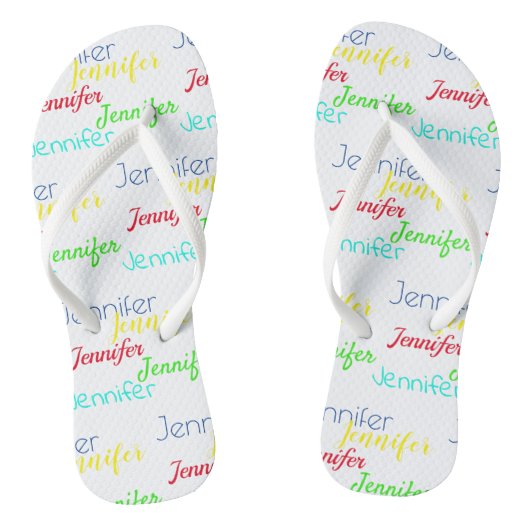 Individuelle Name Muster Slim-Rippen Flip Flops Badesandalen (Fußbett)