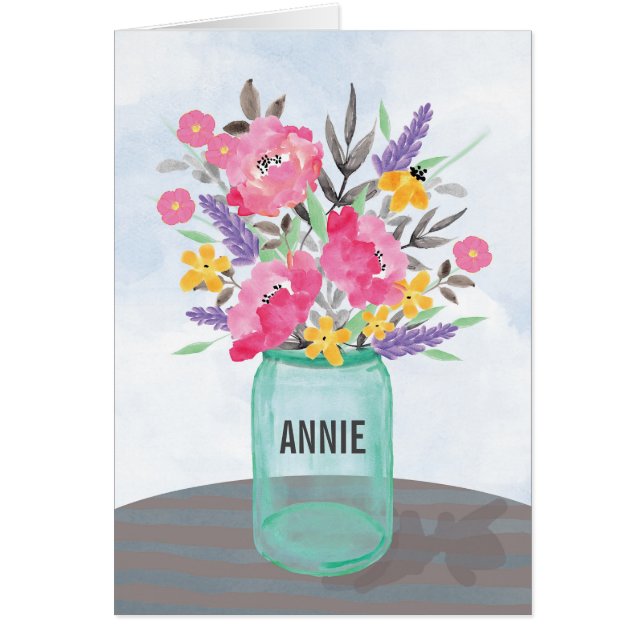 Individuelle Name Muttertag Jar Vase mit Blume (Vorne)
