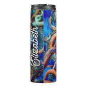 Individuelle Name Mystic Blue Octopus | Fantasy Go Thermosbecher (Rückseite)